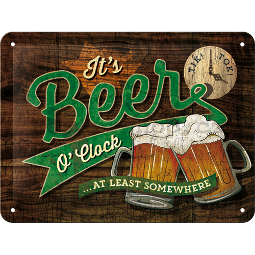 Plechová cedule - It's Beer O'Clock