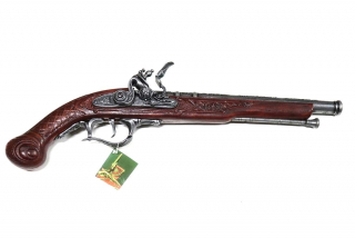 Křesadlová pistole  18 sloletí ( dlohá šedá )
