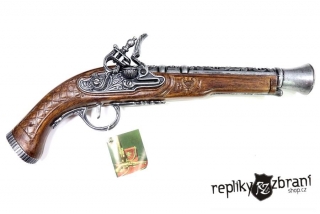 Křesadlová pistole-trombon 19.stol.