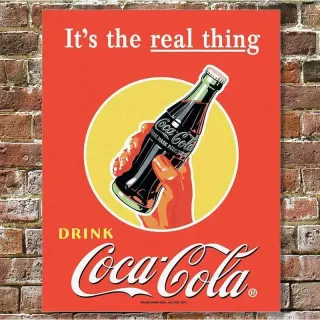 Plechová cedule Coca Cola Real Thing - Bottle