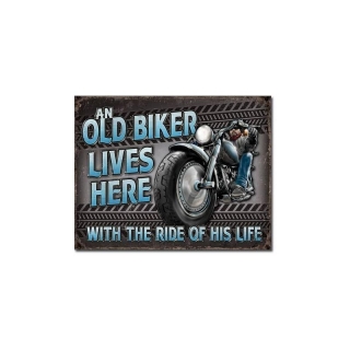 Plechová cedule Old Biker