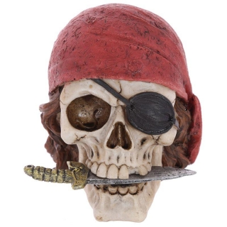 Dekorace Lebka pirát s šátkem a nožem
