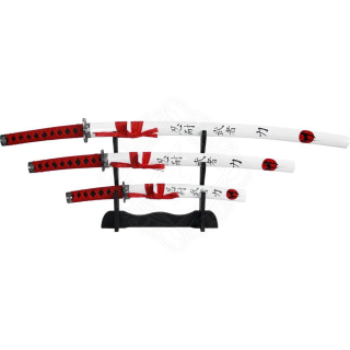 Sada dekoračních samurajských mečů Red&White