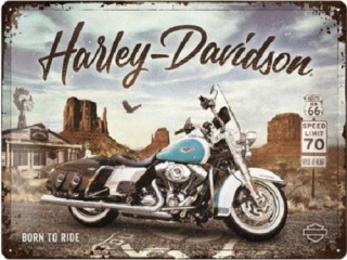 Plechová cedule: Harley-Davidson (King of Route 66) - 40x30 cm