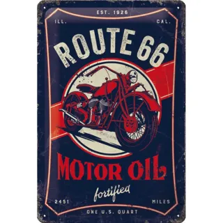 Plechová cedule: Route 66 (Motor Oil Fortified)
