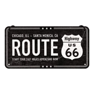 Závěsná cedule: Route 66 (Chicago - Santa Monica) - 10x20 cm